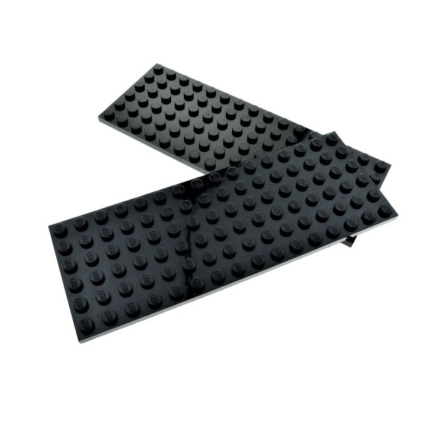 2x Lego Bau Platte 6x16 B-Ware abgenutzt schwarz Grundplatte Zug 302726 3027