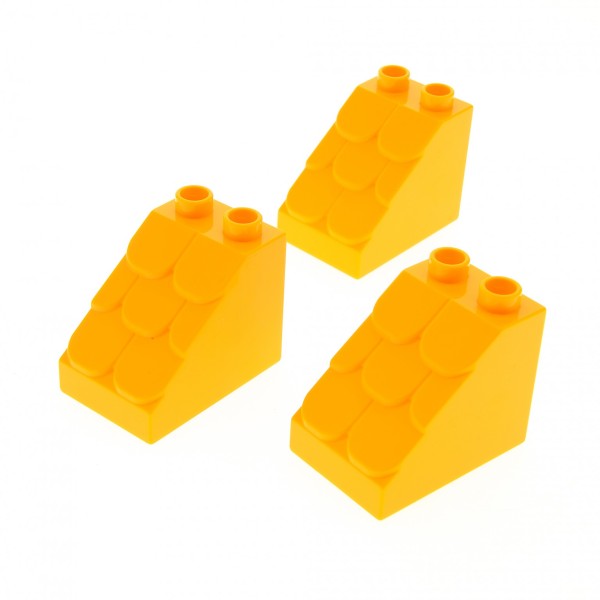 3x Lego Duplo Schräg Dach Stein hell orange 3x2x2 Schindeln Set Bauernhof 15580
