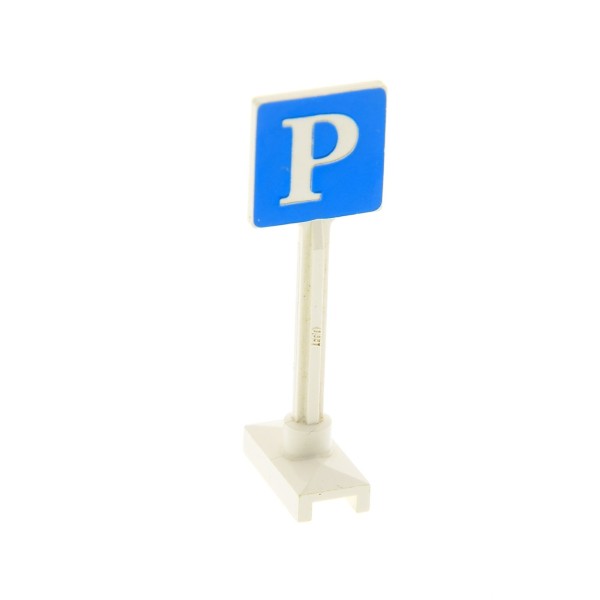 1x Lego Verkehrs Straßen Schild weiß blau Zeichen Parken P Parkplatz 355 647pb01