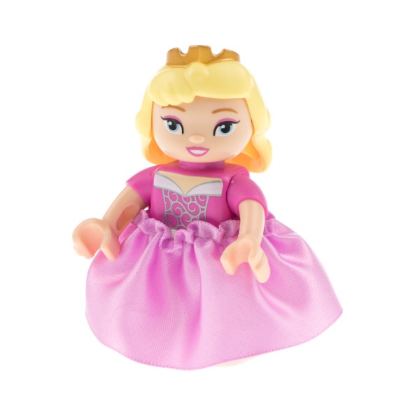 1x Lego Duplo Figur Frau Prinzessin Dornröschen weiß Rock pink Krone 47394pb147