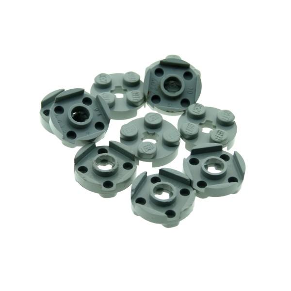 10 x Lego System Rundstein flach alt-hell grau 2 x 2 rund Platte mit Achs Loch Kreuz Deckel für Fass Tonne 4032