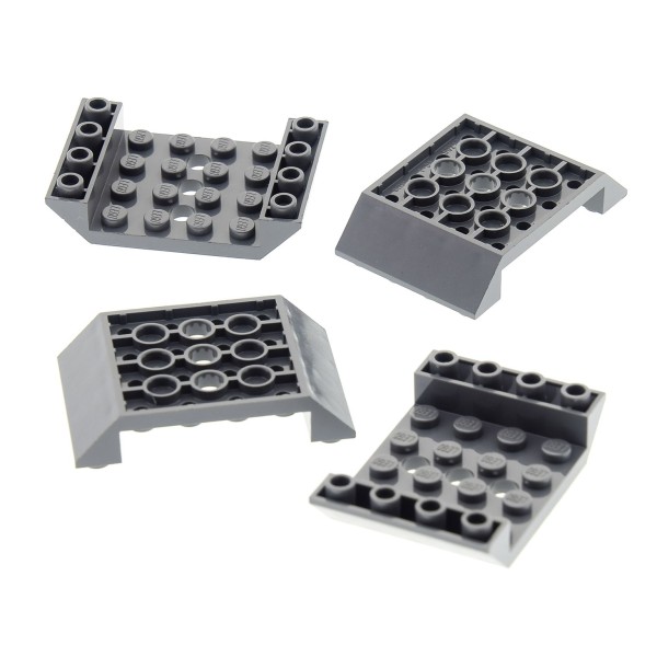 4x Lego Dachstein 45° 6x4x1 neu-dunkel grau Rumpf 3 Löcher 4212508 60219