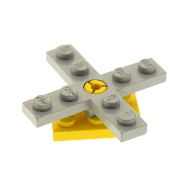 1 x Lego System Rotor alt-hell grau 4 Blätter 5 Diameter/Durchmesser eckig mit Halter Platte 2x3 gelb Propeller Hubschrauber Helikopter 3462 3461