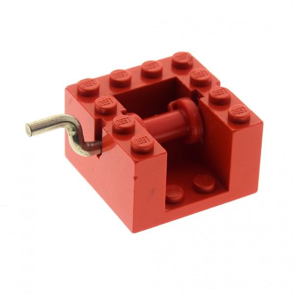 1x Lego Seilwinde Trommel rot 4x4x2 Seil Winde Metall Kurbel bb0067