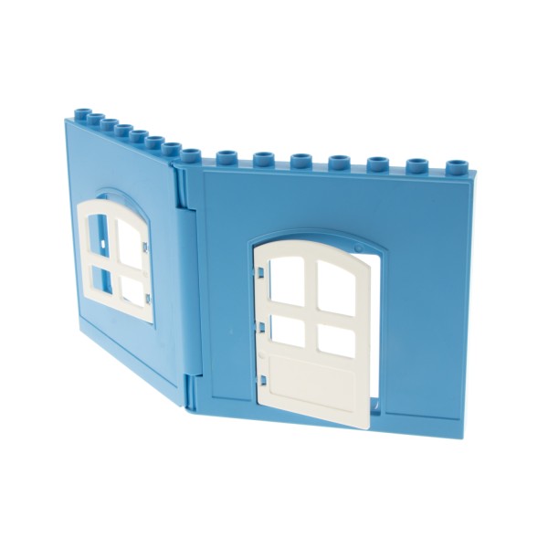1xLego Duplo Wand Element B-Ware abgenutzt 1x16x6 hell blau Tür weiß 51261 51260