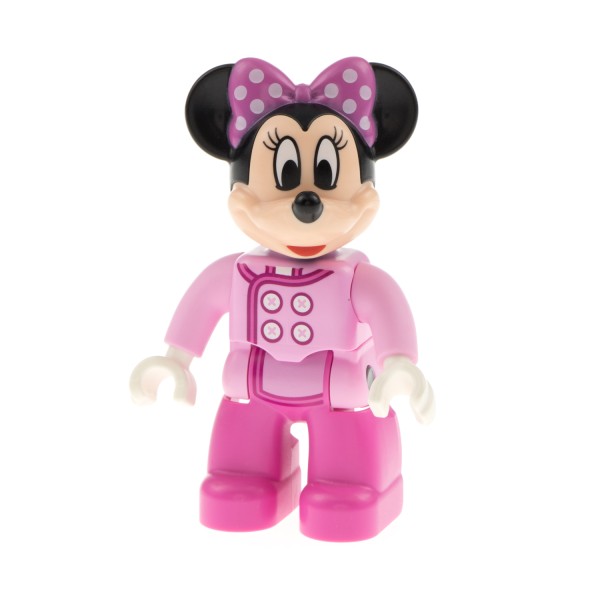 1x Lego Duplo Figur Minnie Maus dunkel pink Jacke Knöpfe Schleife 47394pb259
