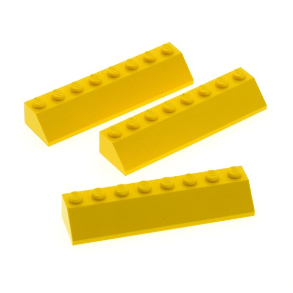 3x Lego Dachstein 45° 2x8x1 gelb Ziegel schräg Stein 4264364 4258384 4445