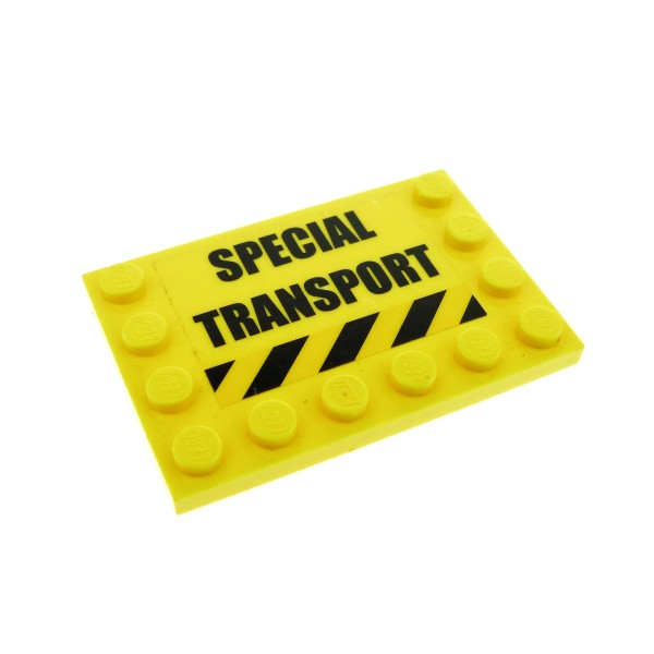1x Lego Fliese modifiziert 4x6 gelb Sticker SPECIAL TRANSPORT 7249 6180pb033