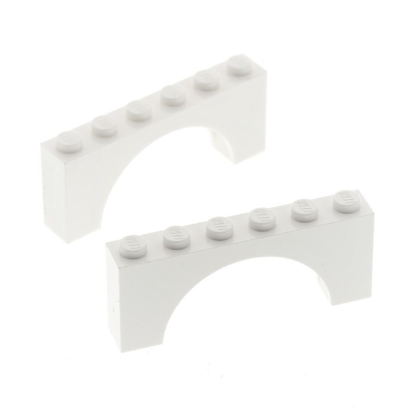 2x Lego Bogen Stein weiß 1x6x2 Rund Bögen Unterseite verstärkt 7573 10179 3307