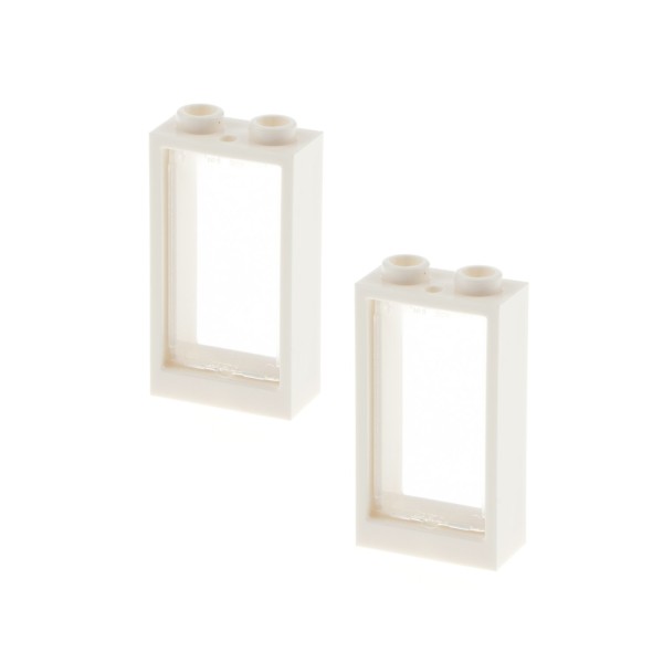 2x Lego Fenster Rahmen 1x2x3 weiß Scheibe transparent weiß Haus 60602 60593