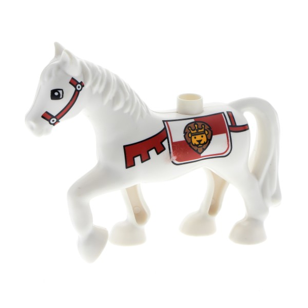 1x Lego Duplo Tier Pferd B-Ware abgenutzt weiß Geschirr Löwe 6069755 1376pb03