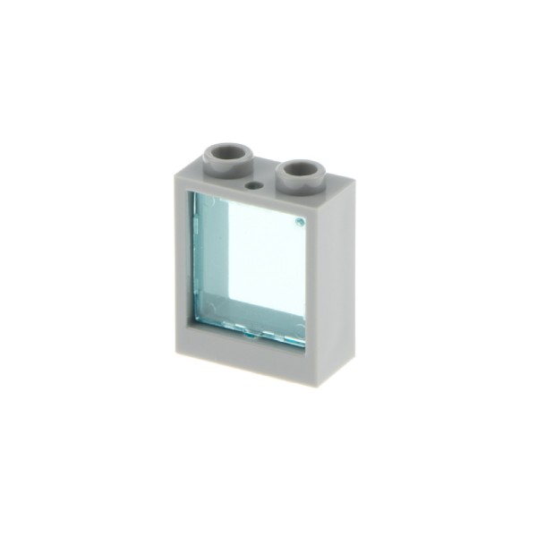 1x Lego Fenster Rahmen 1x2x2 neu-hell grau Scheibe hell blau 60601 60592c02