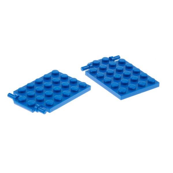 2x Lego Falltür Bau Platte modifiziert 4x6 blau lange Pins 4622054 92099