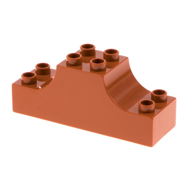 1x Lego Duplo Dach Stein 2x6x2 dunkel orange Podest Kurve Bogen Brücke 4197