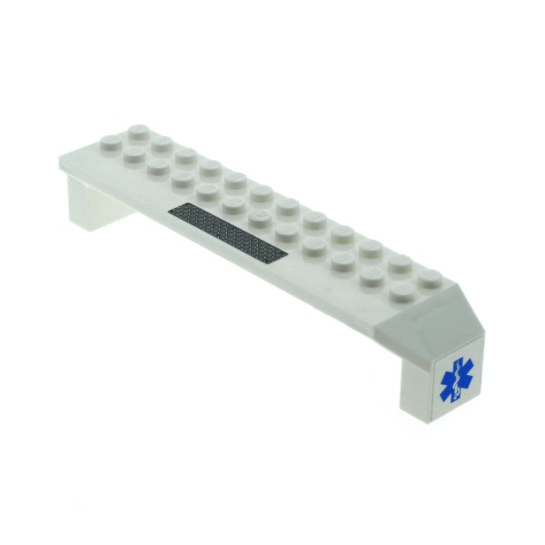 1 x Lego System Stütze weiss 2x14x2 1/3 mit Sticker Aufkleber Tritt Gitter und EMT Stern rechts Träger Brücke Bogen Radkasten für Set 7739 30296*