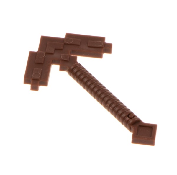 1x Lego Figuren Minecraft Zubehör Waffe Axt Spitzhacke Holz braun 6093628 18789