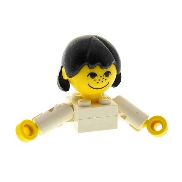 1 x Lego System Homemaker Großkopf Figur Frau Mutter Kind Mädchen Torso weiss Gesicht mit Sommersprossen Arme kurz Haare lang ohne extra Halterung 266 x196 685px3c01