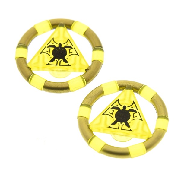 2 x Lego System Ring transparent gelb gold Triangel Symbol Schildkröte Atlantis Schatz Schlüssel 8078 8077 8079 8060 87748pb02
