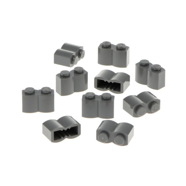 10x Lego Bau Stein modifiziert 1x2x1 neu-dunkel grau Palisade Holz Profil 30136