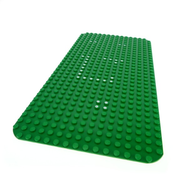 1x Lego Bau Platte 16x32 grün weiße Punkte Ecken abgerundet 350 374p01