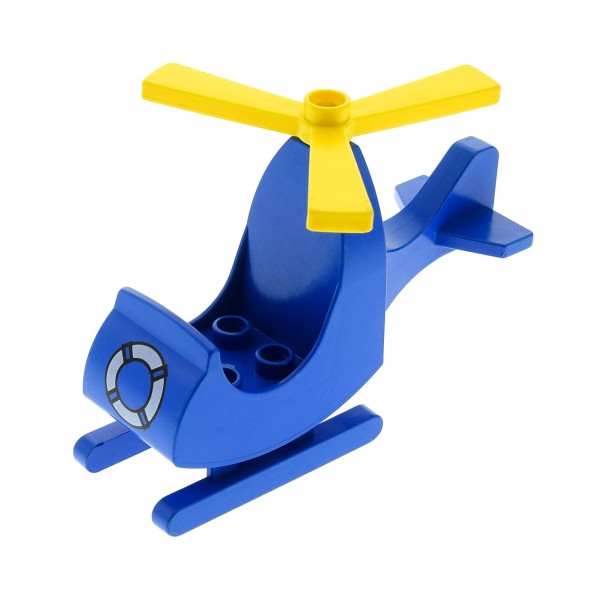 1x Lego Duplo Hubschrauber B-Ware abgenutzt blau Rettungsring dupcopterpb01