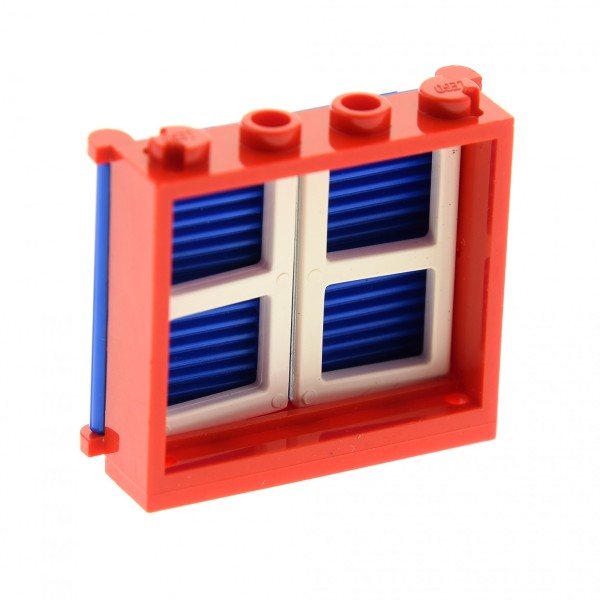 1x Lego Fenster Rahmen 1x4x3 rot Laden 1x2x3 blau Scheibe weiß 3854 3856 3853