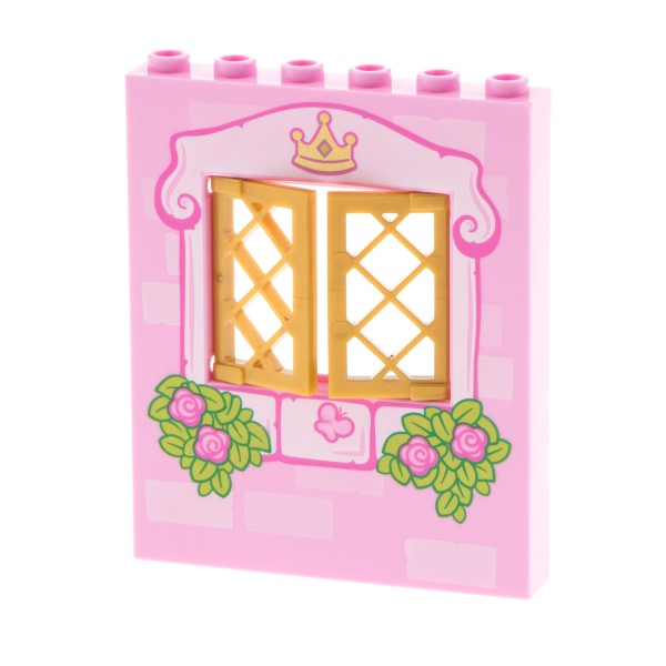 1x Lego Wand Panele 1x6x6 hell rosa Fenster Gitter perl gold 60607 15627pb003