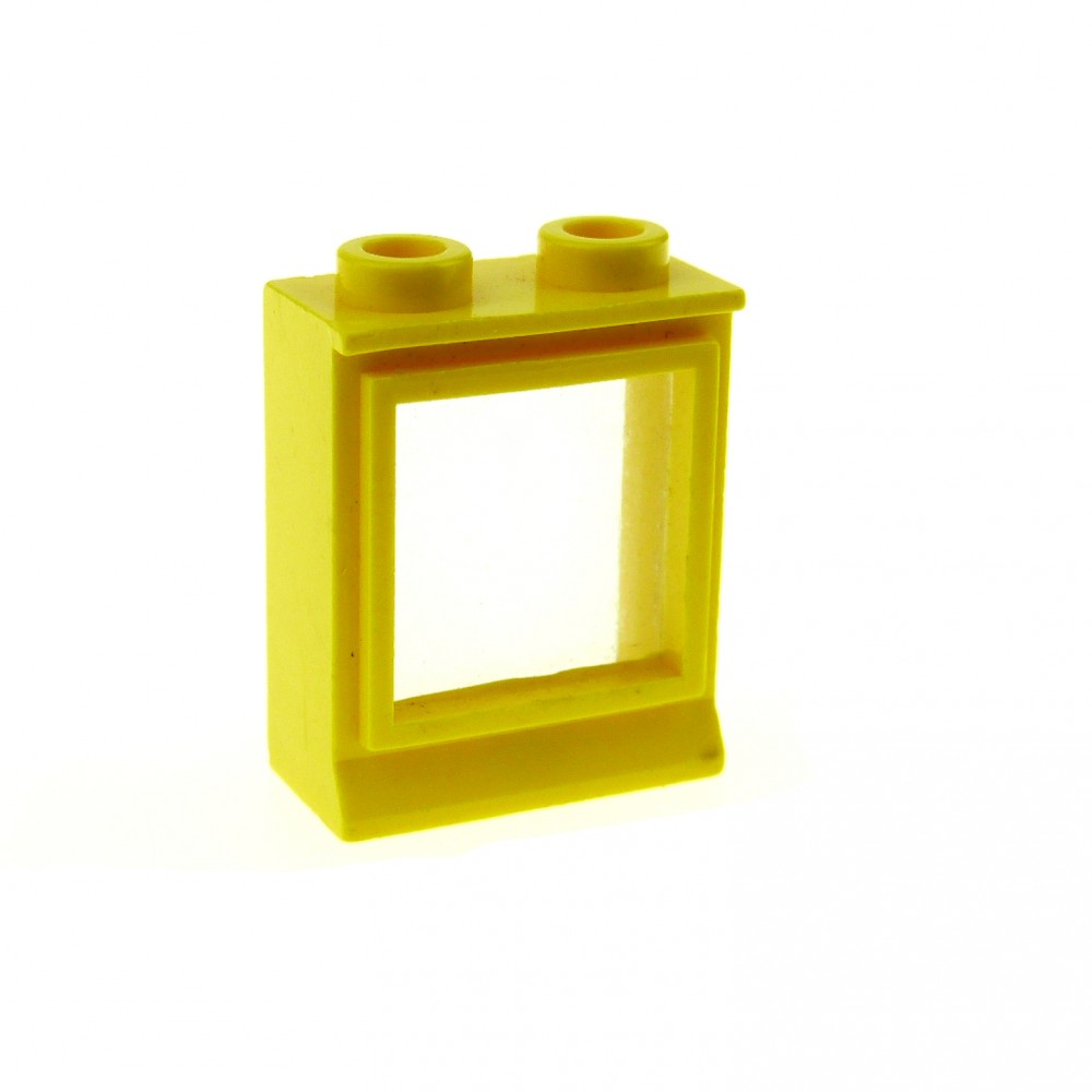 Lego 4 x Fenster mit fixed Glas 7026  1x2x2  gelb Scheibe transp klar 