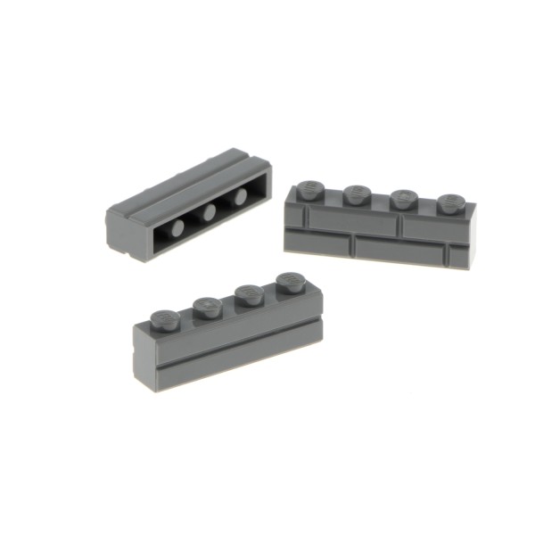 3x Lego Bau Stein modifiziert 1x4x1 neu-dunkel grau Ziegel Mauerwerk 15533