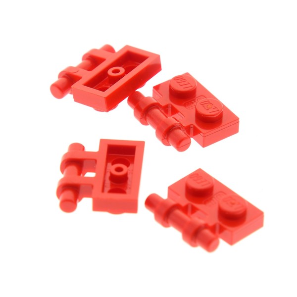 4 x Lego System Scharnier Platte Träger rot modifiziert 1x2 Set 4022 9446 8144 10232 254021 2540