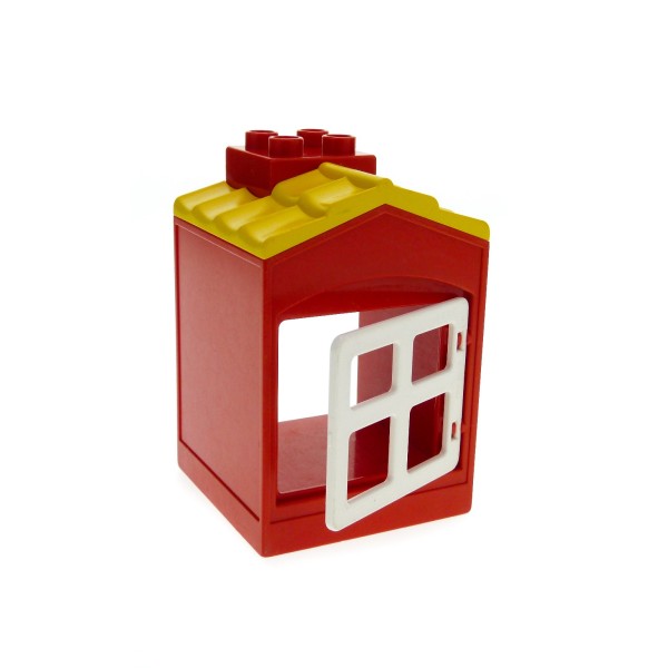 1x Lego Duplo Haus rot gelb Tür Fenster weiß Schornstein klein 2206 31028pb03
