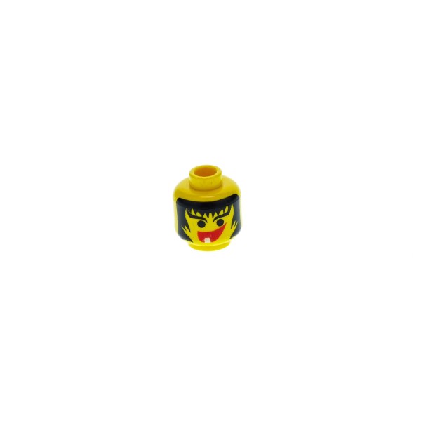 1 x Lego System Kopf Figur Frau Castle Fright Knights Witch Hexe gelb Mund rot mit Hexen Zahn für cas215 3626bpx20