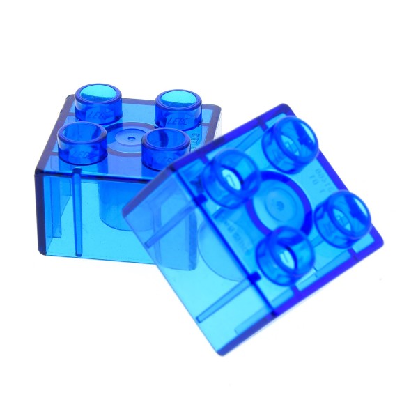 2x Lego Duplo Bau Stein 2x2 transparent dunkel blau Glasstein 3437 4583325 31460