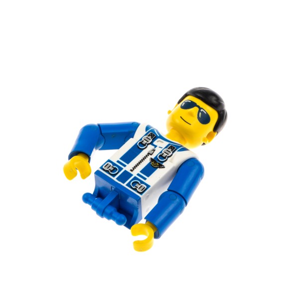 1x Lego Technic Figur Torso weiß blau Schultergurt Sonnenbrille 8232 tech038