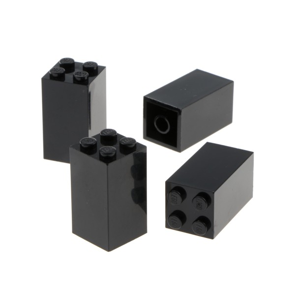 4x Lego Bau Stein 2x2x3 schwarz hoch Säule Stütze Pfeiler 4113241 30145