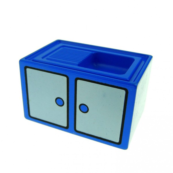 1x Lego Duplo Möbel Spüle B-Ware abgenutzt blau weiß Waschbecken 4906pb01