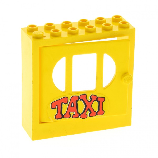 1 x Lego System Fabuland Fenster Wand gelb 2 x 6 x 5 Tür gelb mit Gitter Stäben Sticker Taxi Window x610c03px1