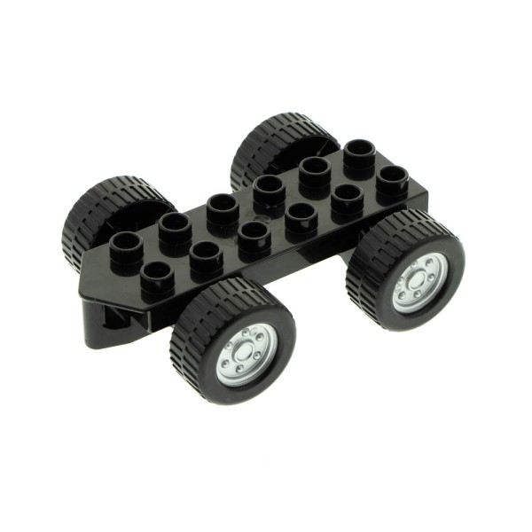 1x Lego Duplo Fahrgestell schwarz metallic silber Rad Räder Auto Quad 54007c03
