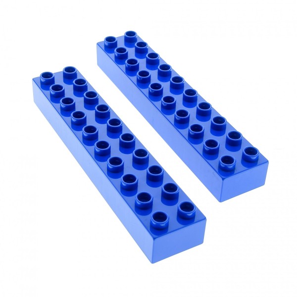2x Lego Duplo Bau Stein 2x10 blau Basic 9130 3772 4290196 2291