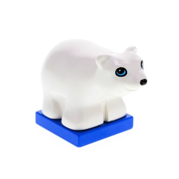 1x Lego Duplo Tier Bär Eisbär weiß Baby Augen Sockel blau Zoo Arktis 2334c02pb01