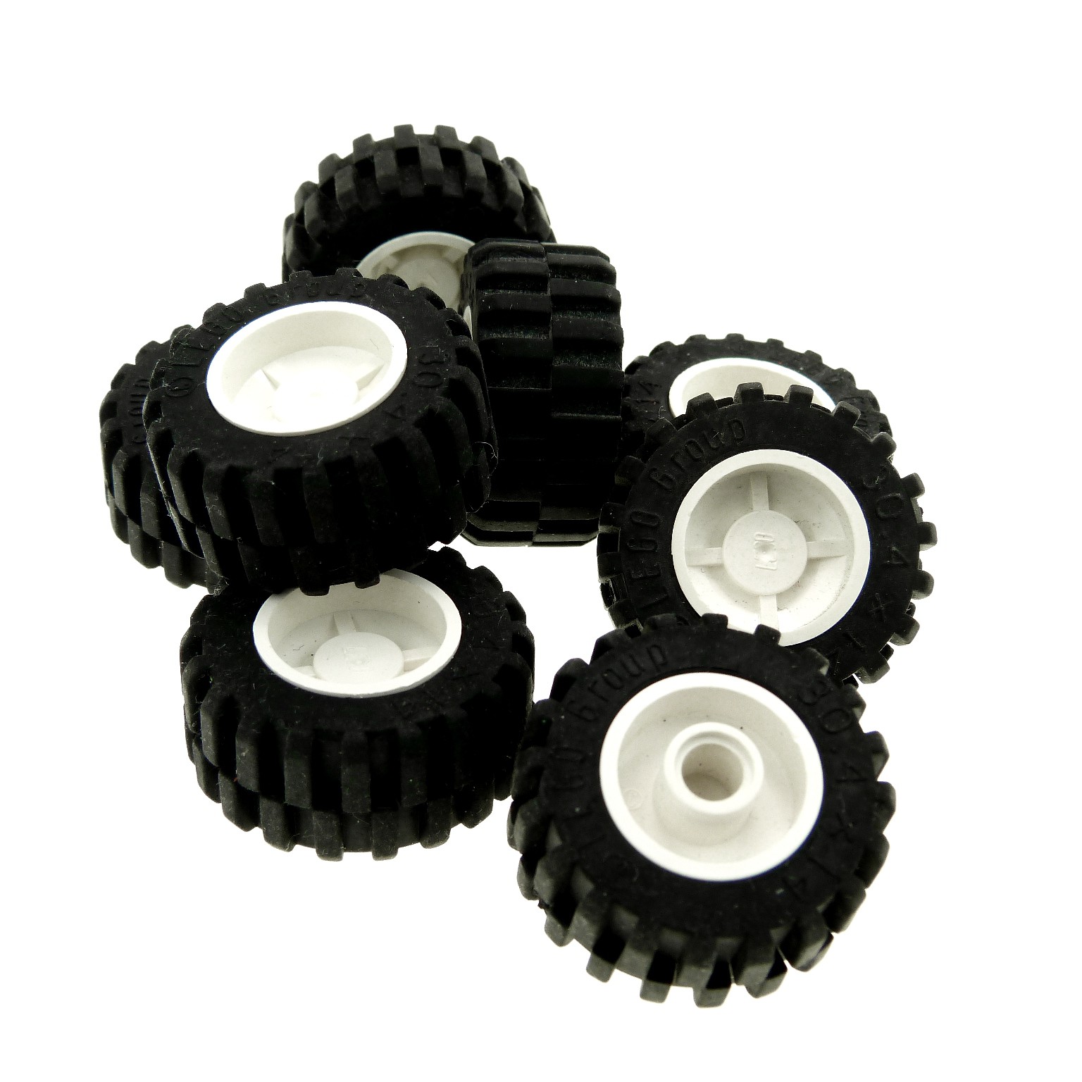 LEGO 4 x Rad Reifen Felge weiß White Wheel Holder Bottom Wheel Tire 8c01 
