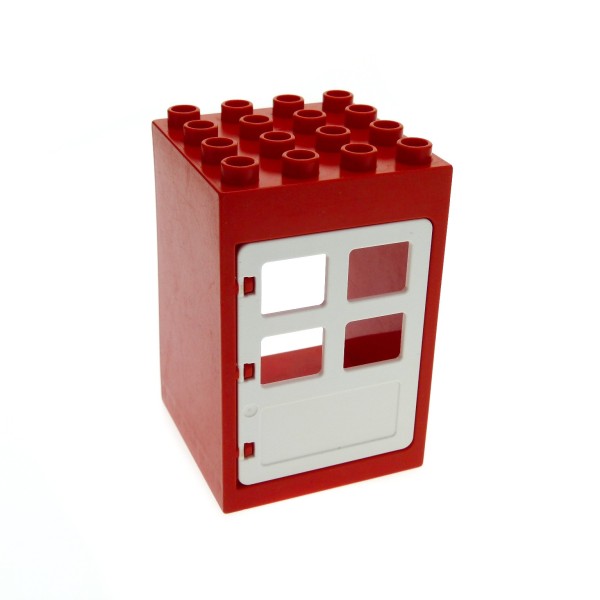 1x Lego Duplo Tür Rahmen 4x4x5 rot Fenster 1x4x4 creme weiß Haus 89849 6360