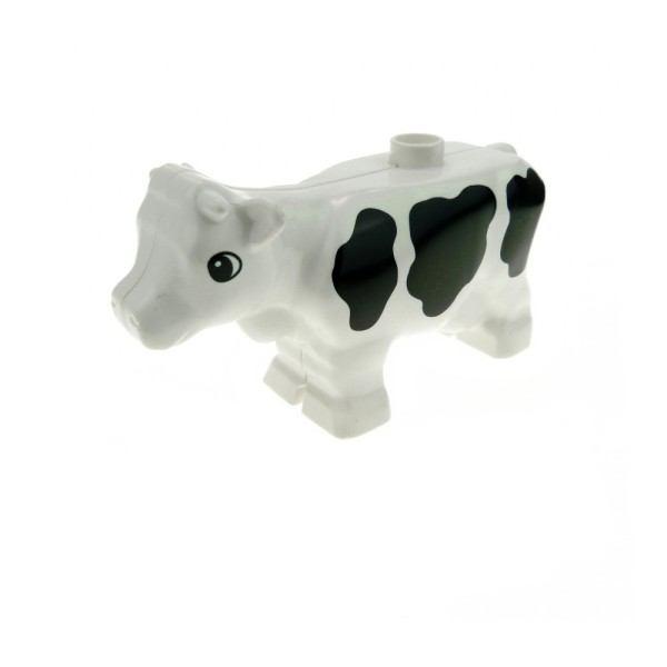 1x Lego Duplo Tier Kuh groß B-Ware abgenutzt weiß gescheckt Rind 6673pb01
