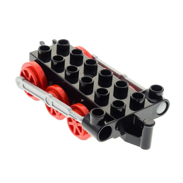 1x Lego Duplo Schiebe Lok Unterbau schwarz Räder rot mit Steg Zug 5545 4580c08