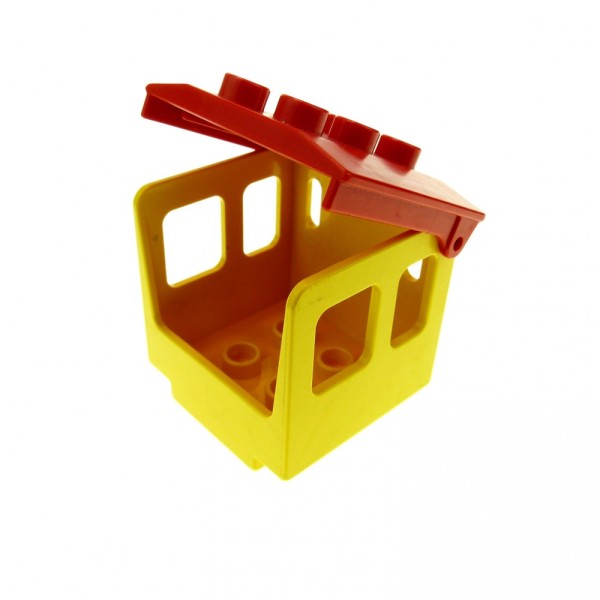 1x Lego Duplo Aufsatz Kabine 3x3x3 gelb Dach rot Zug Lok Eisenbahn 4543 4544