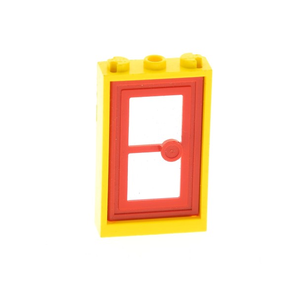 1x Lego Tür Rahmen 1x3x4 gelb Tür Blatt rot Zarge Haus Fenster Scheibe 7930 3579