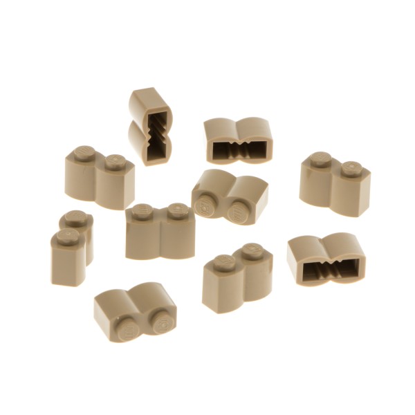 10x Lego Palisaden Stein dunkel beige 1x2 Palisade Harry Potter Set 4842 30136
