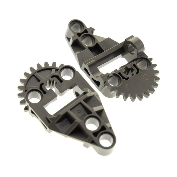 2 x Lego Bionicle Technic Verbinder halber Getriebe Block alt-dunkel grau 8520 32166