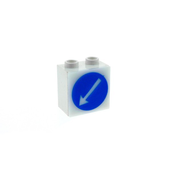 1x Lego Lichtstein Gehäuse weiß 2x2 bedruckt blau Pfeil 2383 2384pb06 2383c06