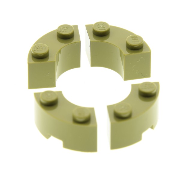 4 x Lego System Macaroni Brunnen Stein olive grün 2x2 Viertel Kreis Rund Ecke Stein Bogen 3063